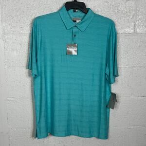 PGA TOUR Men's Jasper Airflux Short Sleeve Performance Polo Shirt, blue L, $62